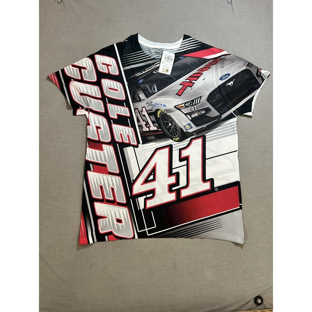 Cole Custer Stewart-Haas Racing Haas Tooling Patriotic Shirt Mens Large All Over